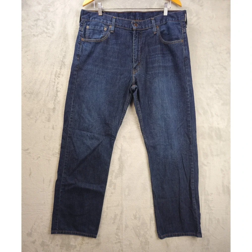 Levis 569 Jeans Mens 37x31.5 Blue Denim Loose Straight Fit Dark Wash